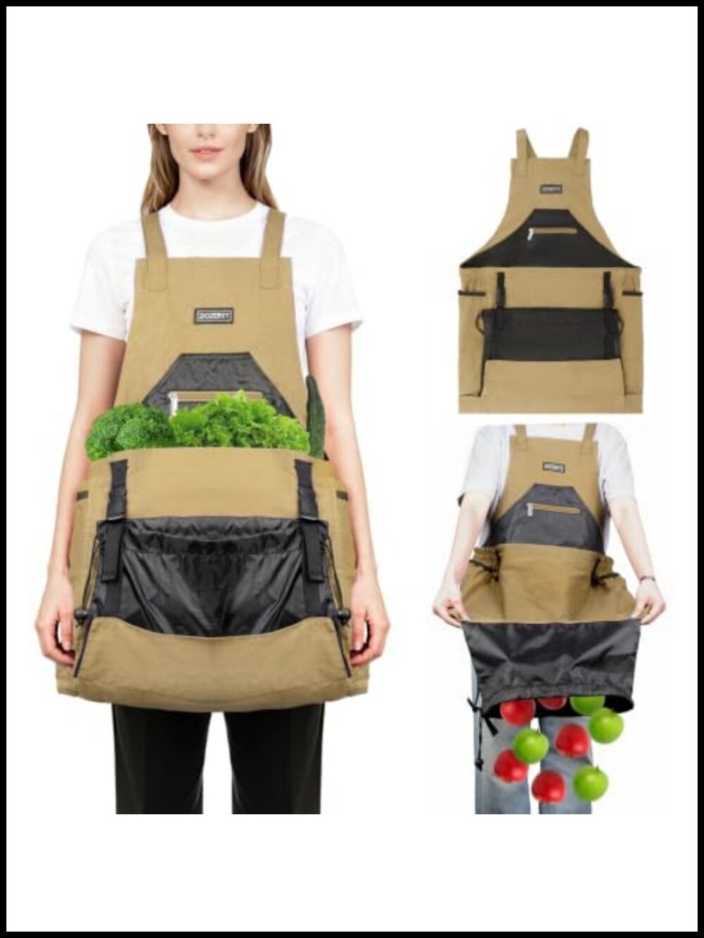 Canvas Garden Harvest Apron with Drawstring Bag & Pockets Adjustable